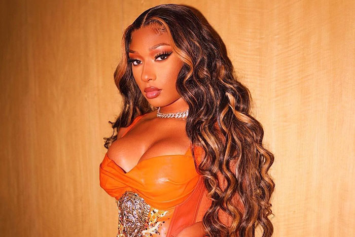 megan thee stallion orange dress Celebrities Front Row at Giambattista Valli Couture Spring 2025 Fashion Show: Megan Thee Stallion