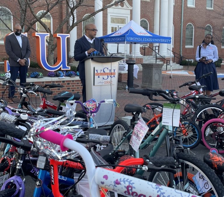 Administration At Virginia State University State Gift Over 30 Bikes To Children