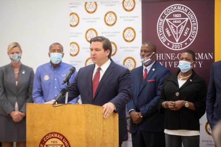 Gov. Ron DeSantis at Bethune Cookman University in July 2020.