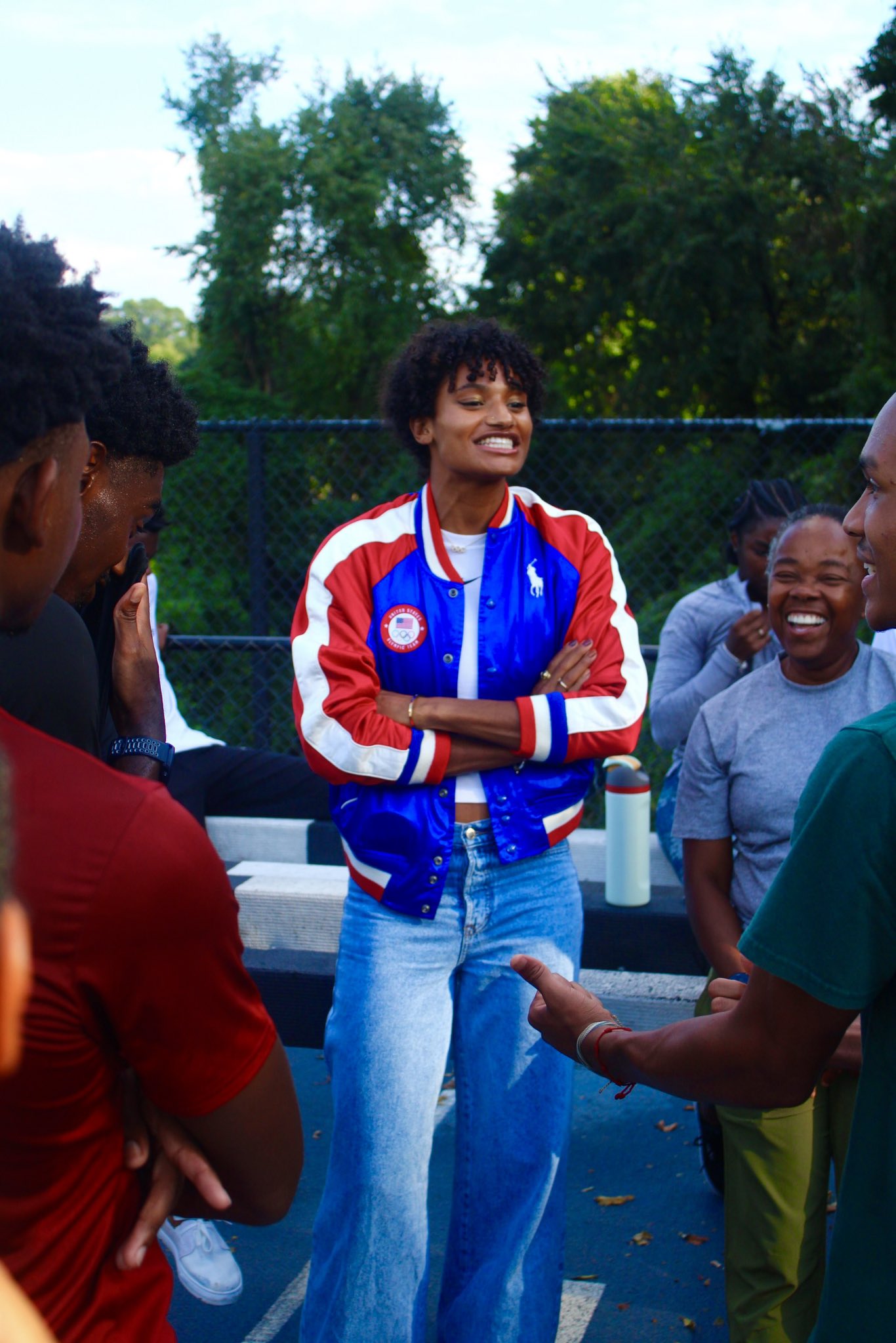 Anna Cockrell with the JCSU track and field team