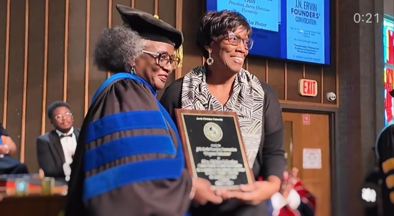 Jade Jackson's mother received an honorable award for her dedication to Jarvis Christian University in March 2024.