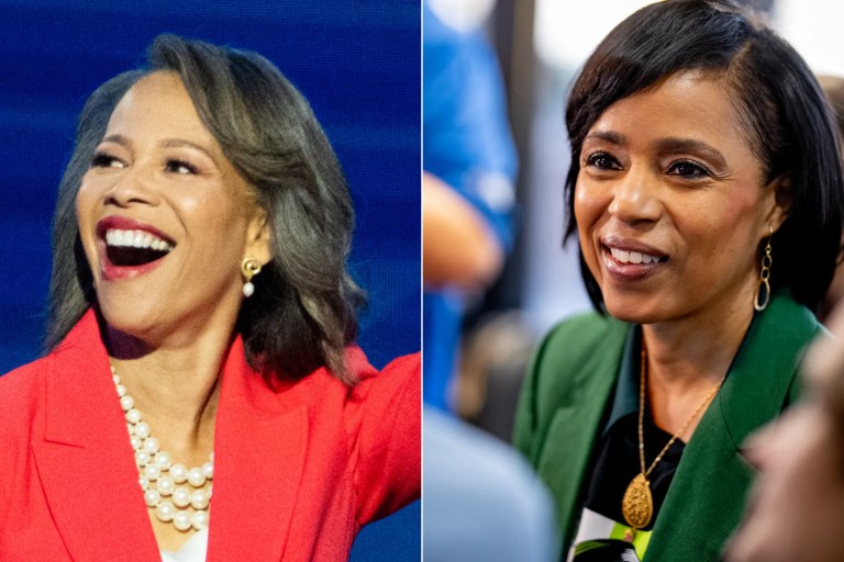 Rep. Lisa Blunt Rochester (D-Del.) and (right) Angela Alsobrooks (D-Md.)