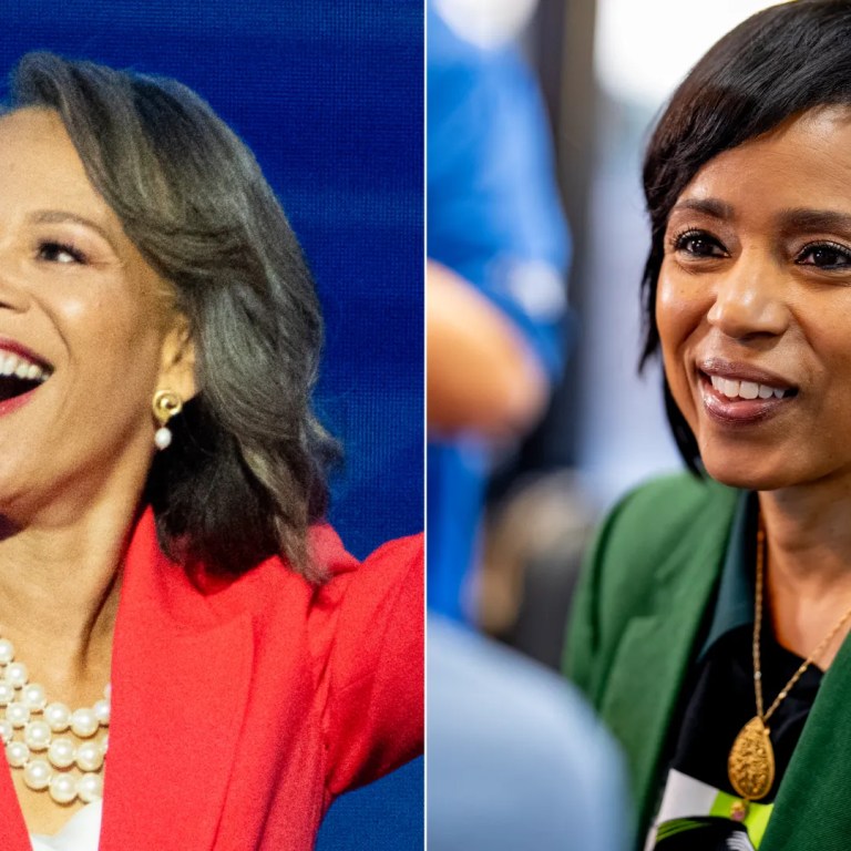 Rep. Lisa Blunt Rochester (D-Del.) and (right) Angela Alsobrooks (D-Md.)