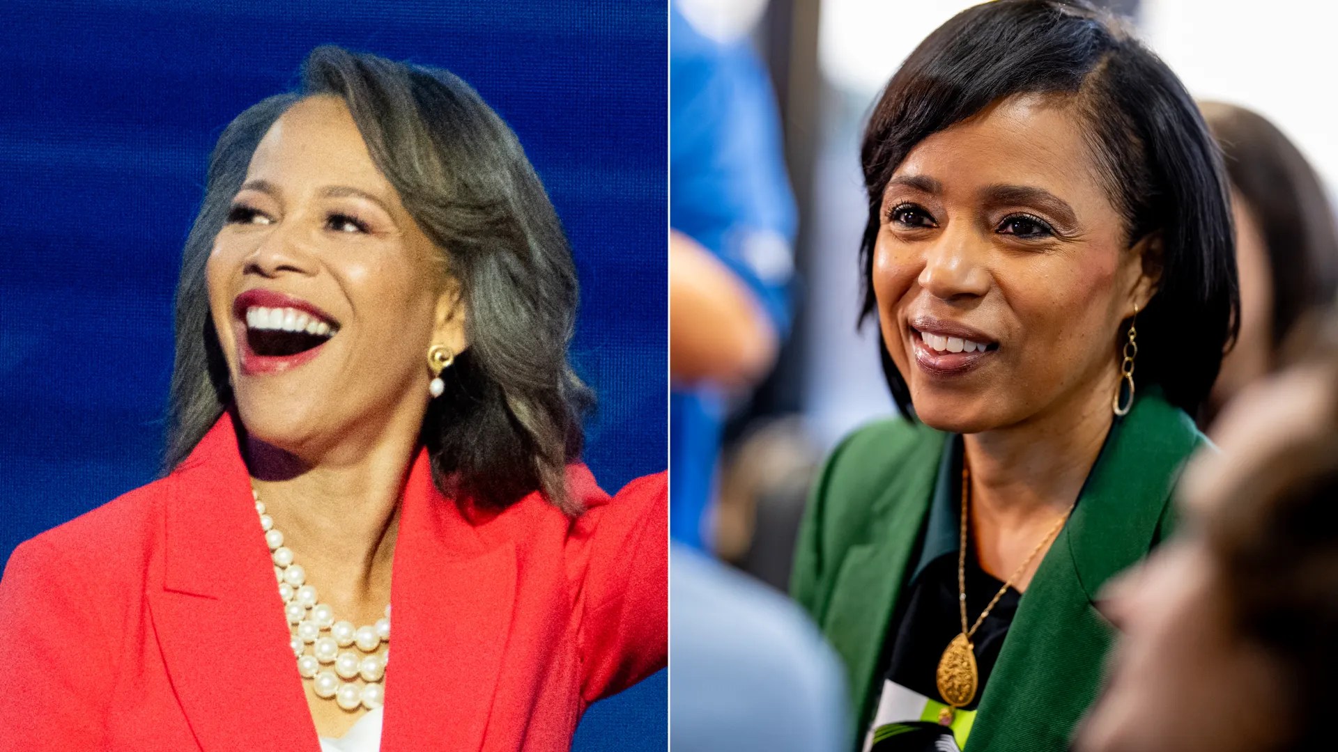 Rep. Lisa Blunt Rochester (D-Del.) and (right) Angela Alsobrooks (D-Md.)