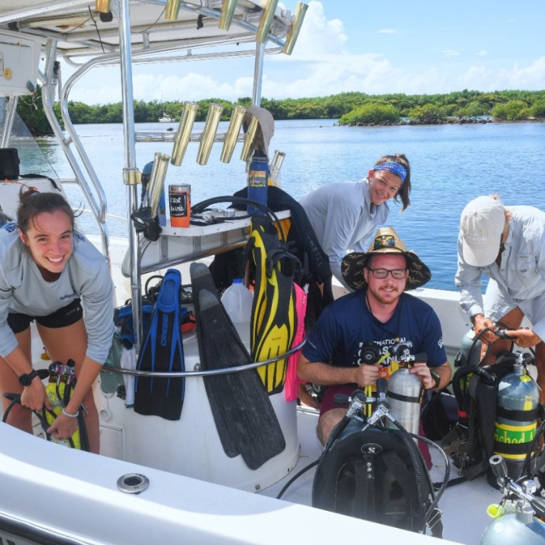 UVI’s Marine and Environmental Science program students on a boat