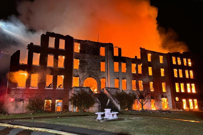 Fire on Knoxville College campus on Monday, Nov. 4, 2024.