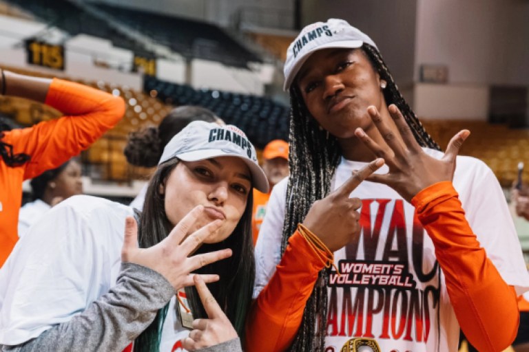 FAMU Volleyball players with championship rings