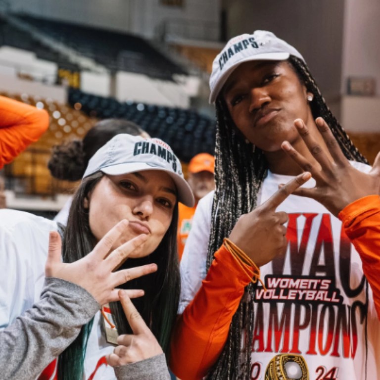 FAMU Volleyball players with championship rings