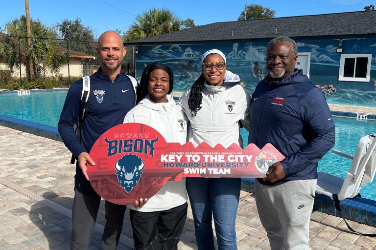 Howard University Swim Team Receives Key to Eatonville, Celebrating Historic Achievement