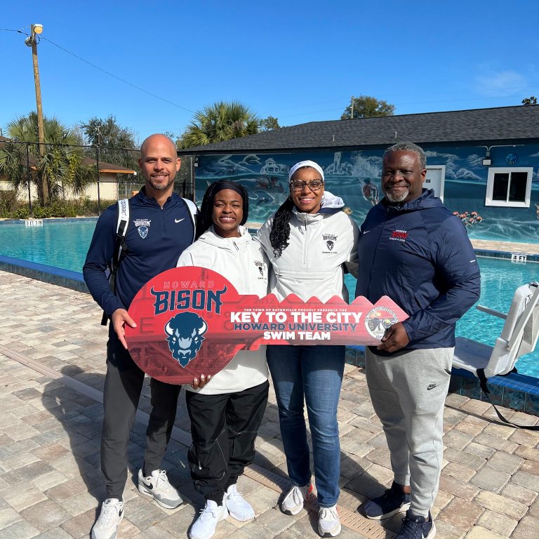 Howard University Swim Team Receives Key to Eatonville, Celebrating Historic Achievement